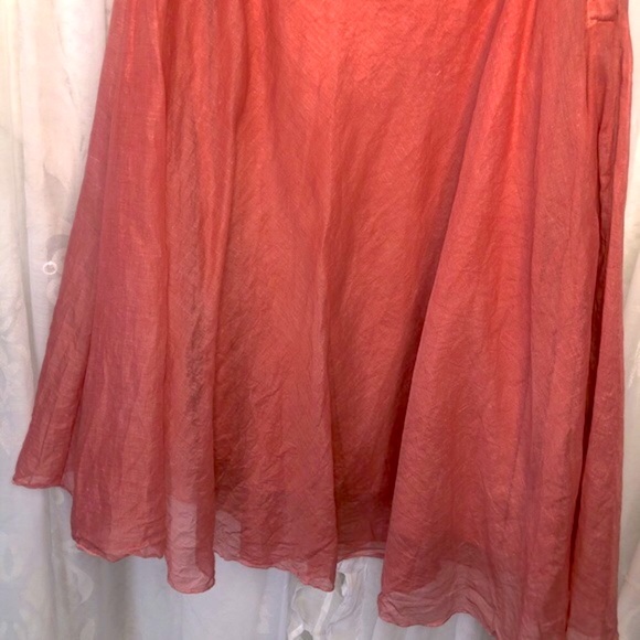 IDLE WILD size 10 100% raw Silk coral pink flare full skirt - Picture 4 of 11